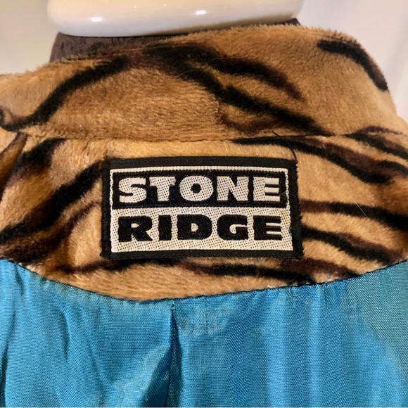 Vintage Y2K Stone Ridge Faux Fur Velvet Tiger Print Button Front Long Coat - Picture 16 of 16
